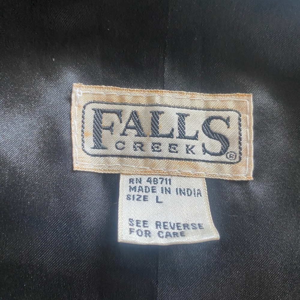 Falls Creek Vest Large Black Suede Leather Western Cowboy Cinch Back Vintage - Picture 3 of 9